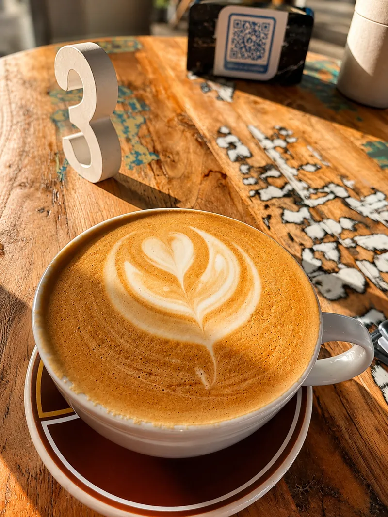 A flat white served at Number Five Cafe